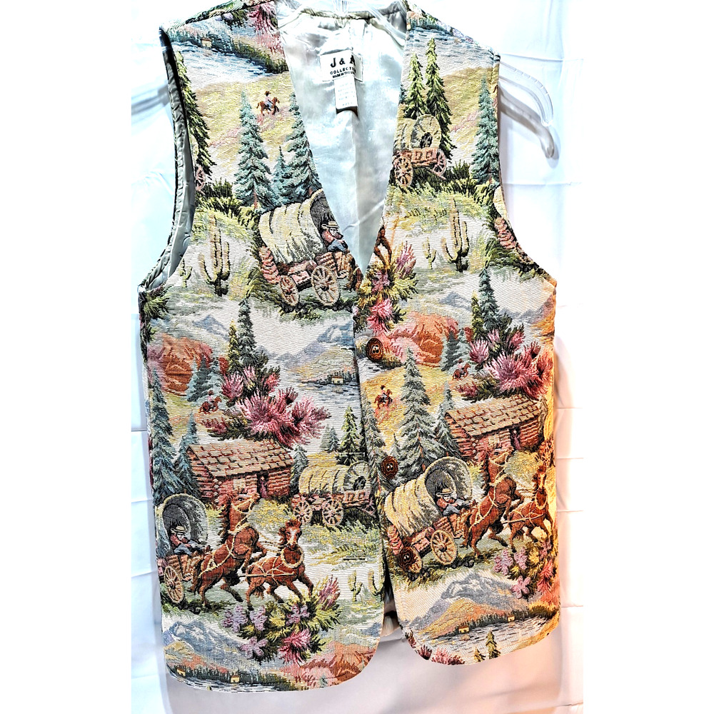 Women's Unique "Old West" Pattern Vest, by J & A - Size S